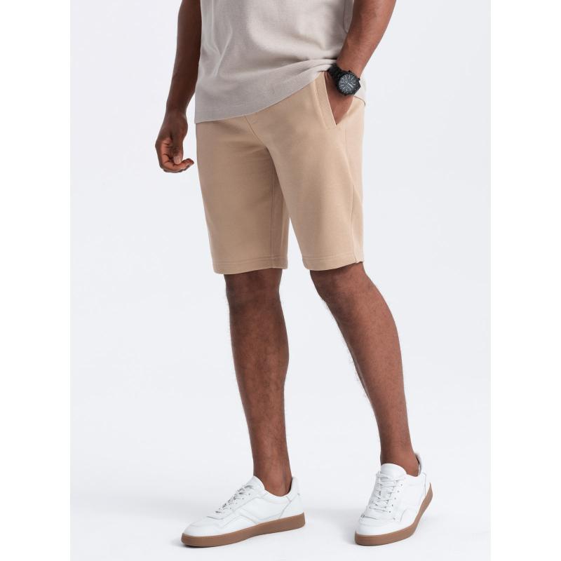 Pánské bavlněné teplákové kraťasy BASIC béžové