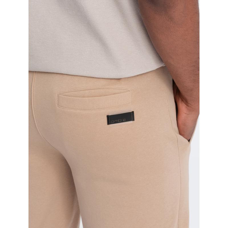 Pánské bavlněné teplákové kraťasy BASIC béžové