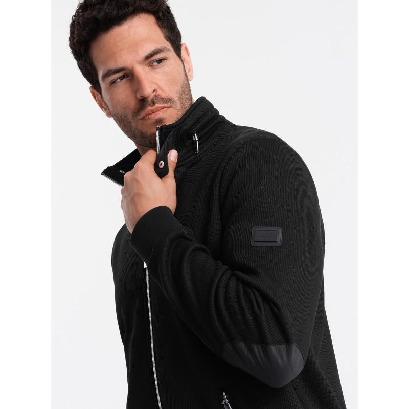 Pánská bunda s vysokým límcem a fleecovou podšívkou černá 