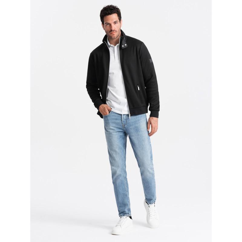 Pánská bunda s vysokým límcem a fleecovou podšívkou černá 