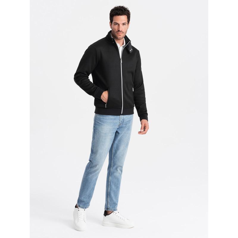Pánská bunda s vysokým límcem a fleecovou podšívkou černá 