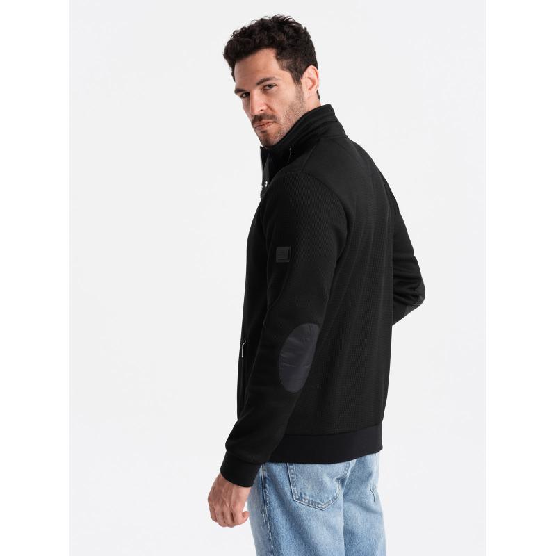 Pánská bunda s vysokým límcem a fleecovou podšívkou černá 