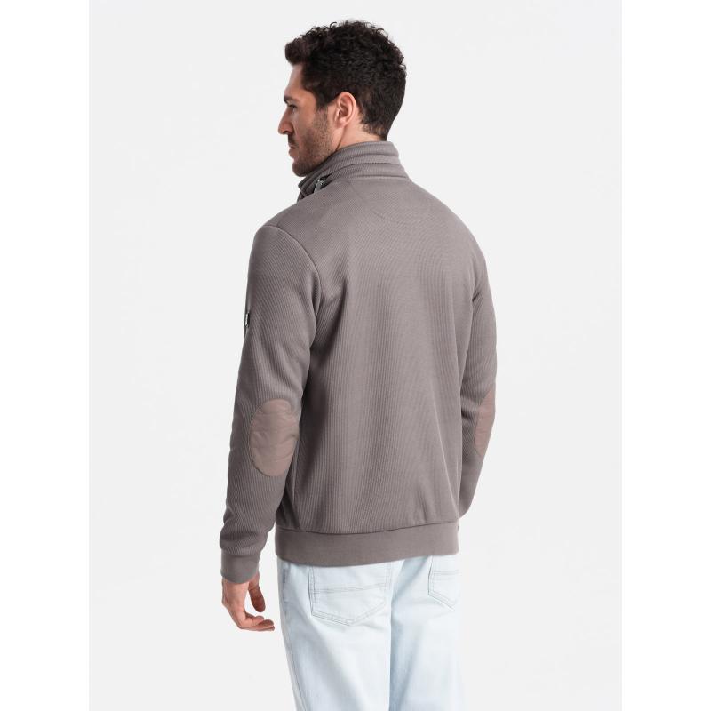 Férfi magas galléros, fleece bélésű kabát hamuszürke színben