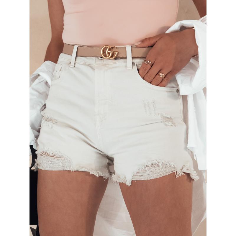 Dámské džínové šortky POPGLAM světle béžové