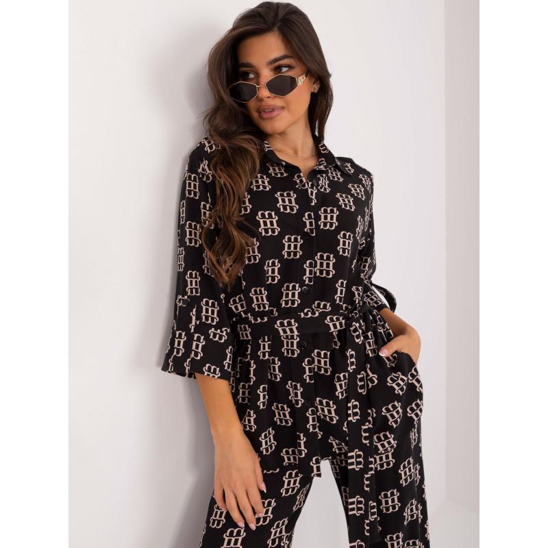 Dámský komplet viskózový dvoudílný letní černý  