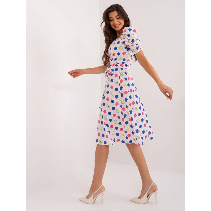 Női öves ruha virágos fehér