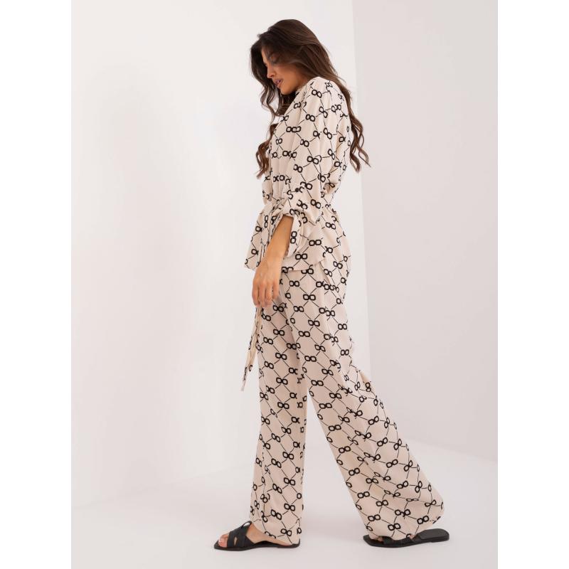 Dámský letní komplet s košilí světle béžový 