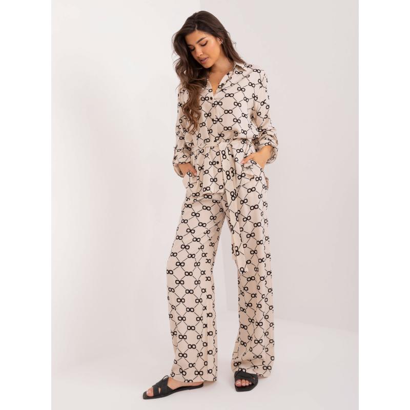 Dámský letní komplet s košilí světle béžový 