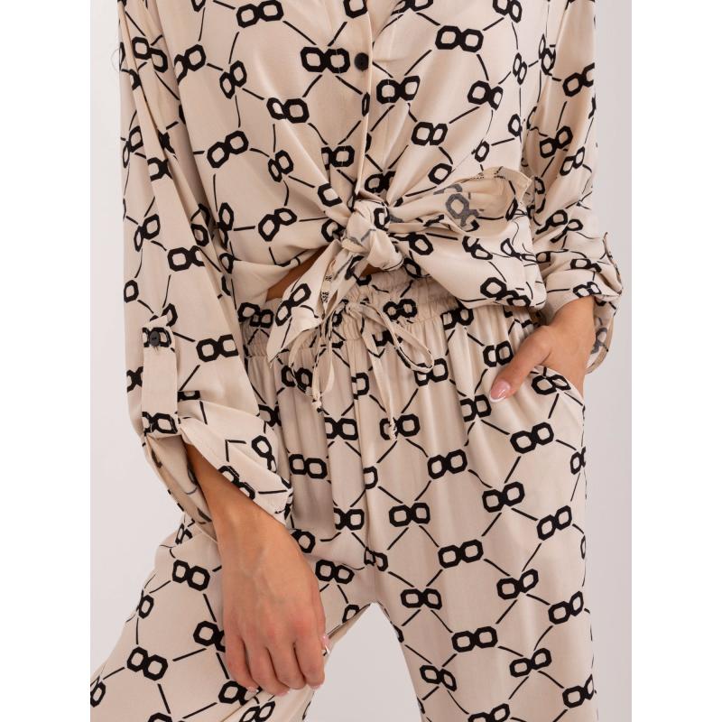 Dámský letní komplet s košilí světle béžový 