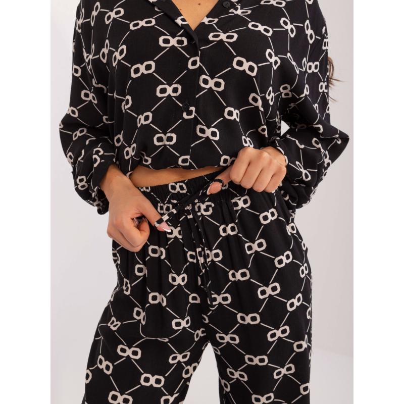 Dámský komplet s potiskem dvoudílný letní černý 