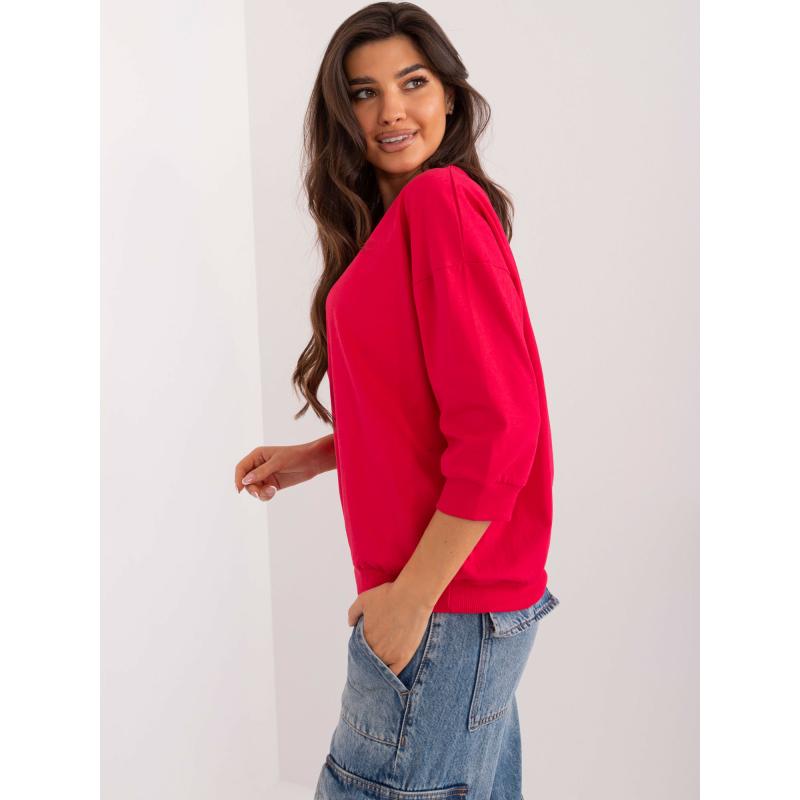 Női pamut blúz applikációval piros