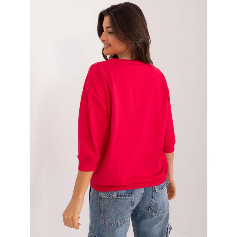 Női pamut blúz applikációval piros