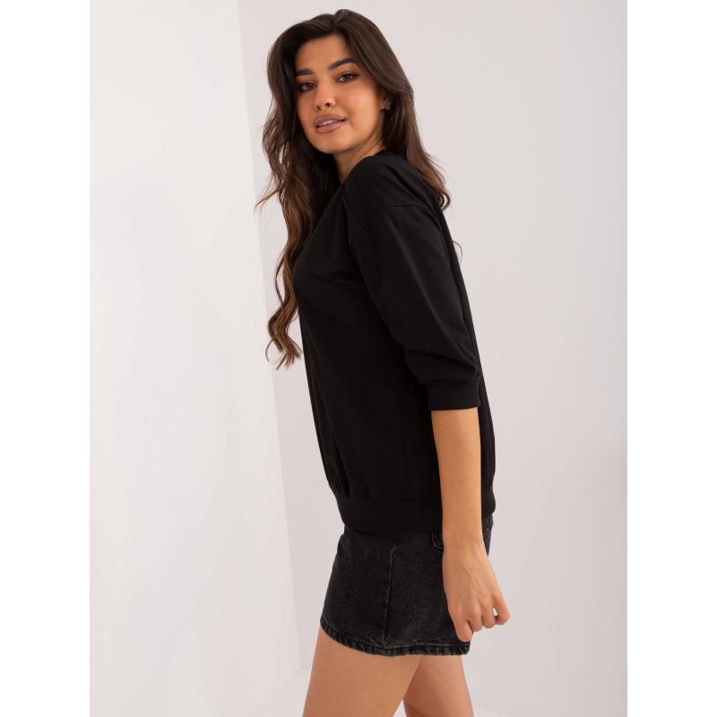 Női hétköznapi blúz strasszkövekkel fekete