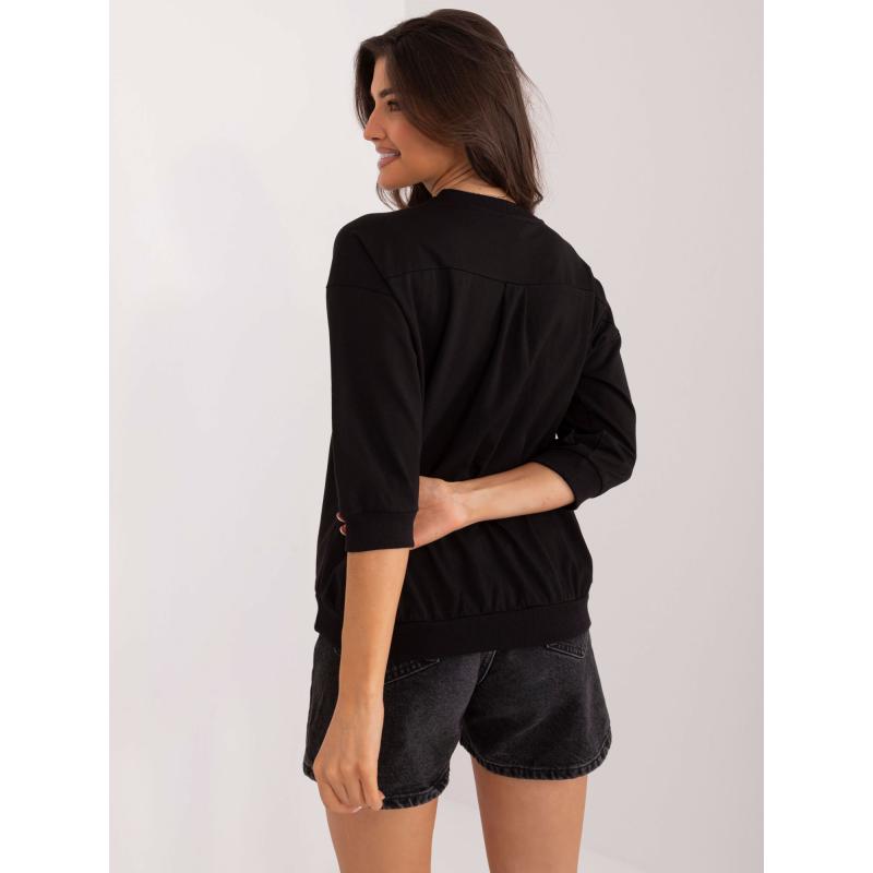 Női hétköznapi blúz strasszkövekkel fekete