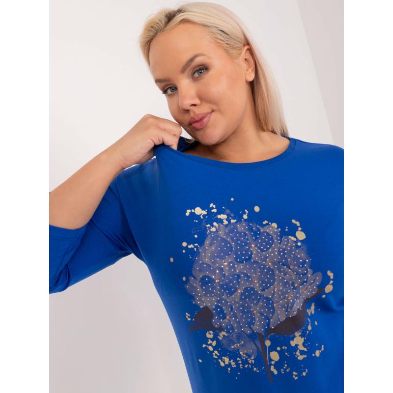 Dámska blúzka s potlačou cobalt plus size MORRA blue