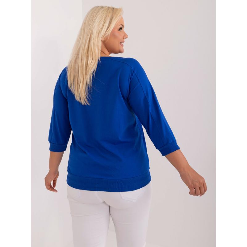 Női plus size pamut alkalmi blúz zsebekkel kobalt kobalt