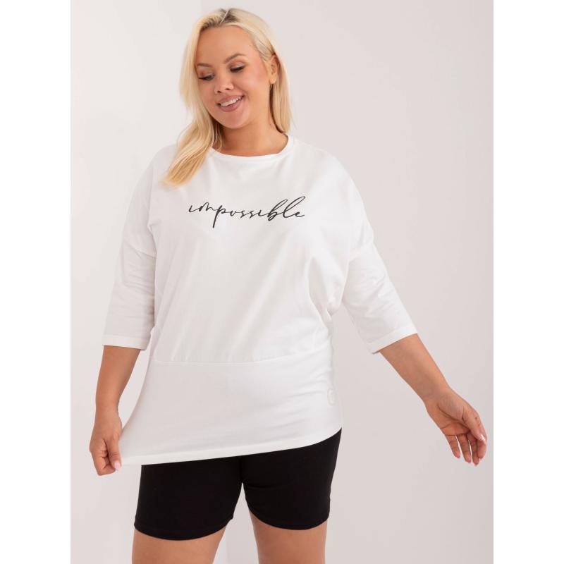 Női plus size pamut blúz applikációval ekrü színben