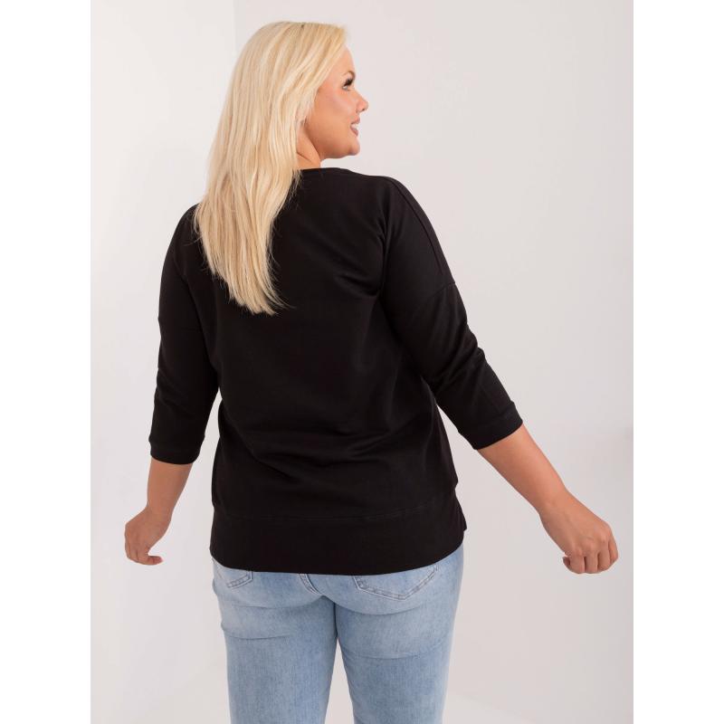 Női plus size pamut blúz mindennapi viseletre fekete