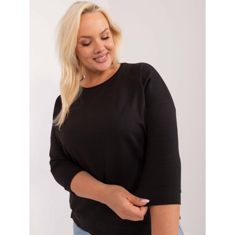 Női plus size pamut blúz mindennapi viseletre fekete