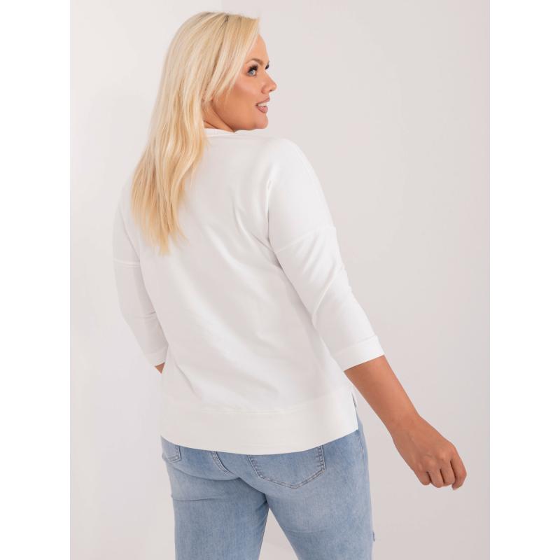 Női plus size pamut blúz ekrü színben