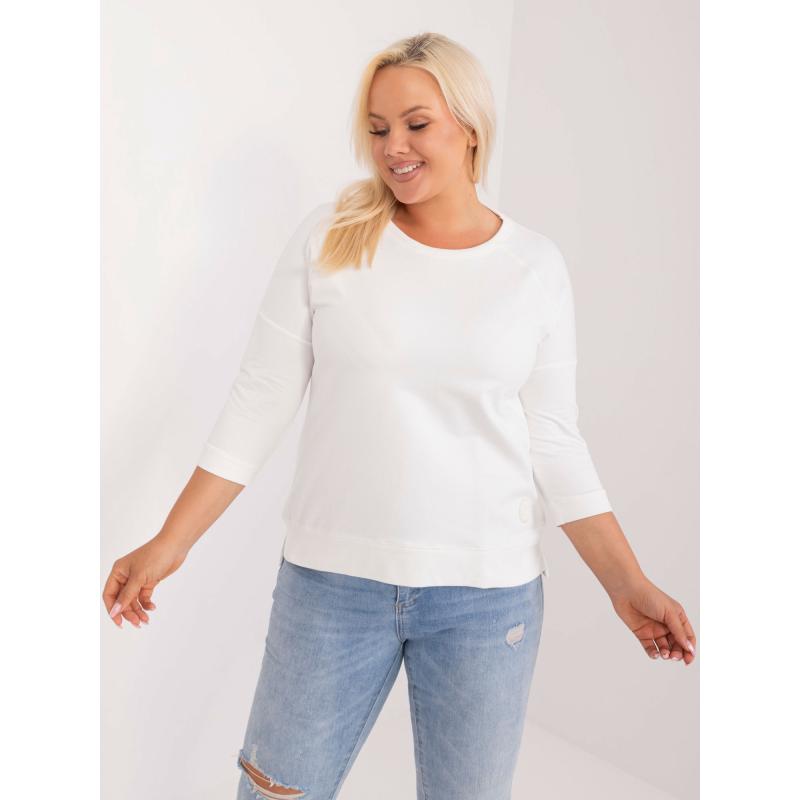 Női plus size pamut blúz ekrü színben