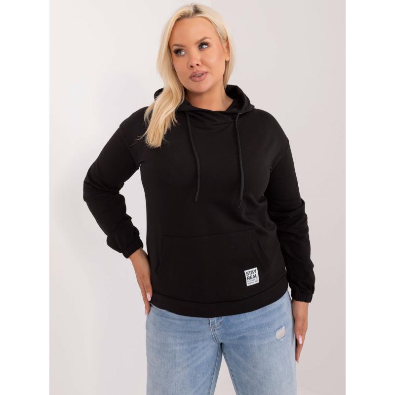 Dámská halenka plus size bavlněná s klokankou černá   