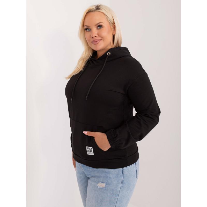 Dámská halenka plus size bavlněná s klokankou černá   