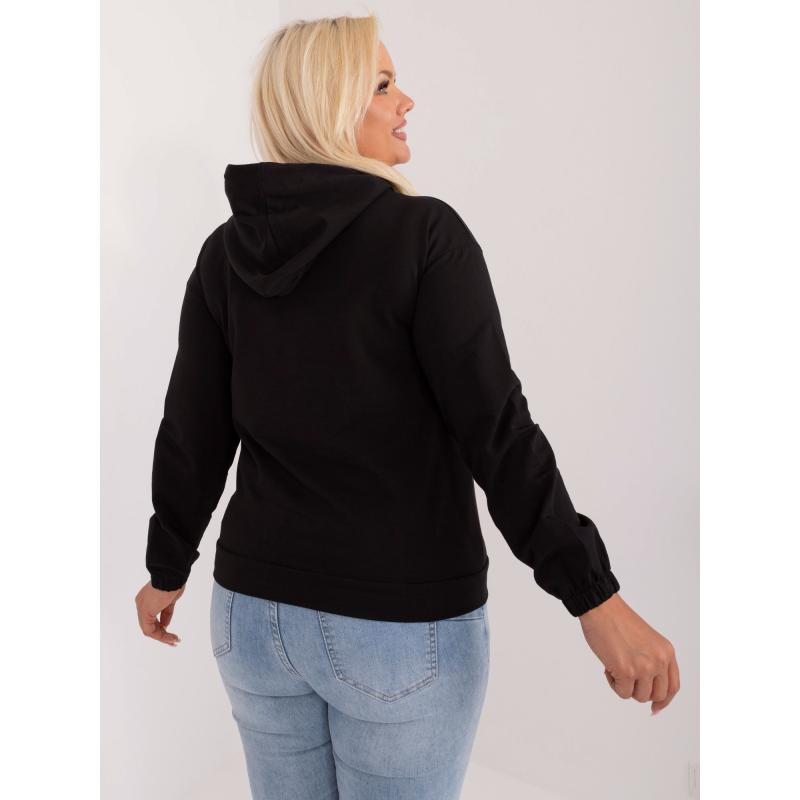 Dámská halenka plus size bavlněná s klokankou černá   