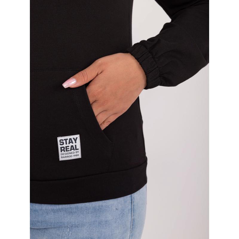 Dámská halenka plus size bavlněná s klokankou černá   