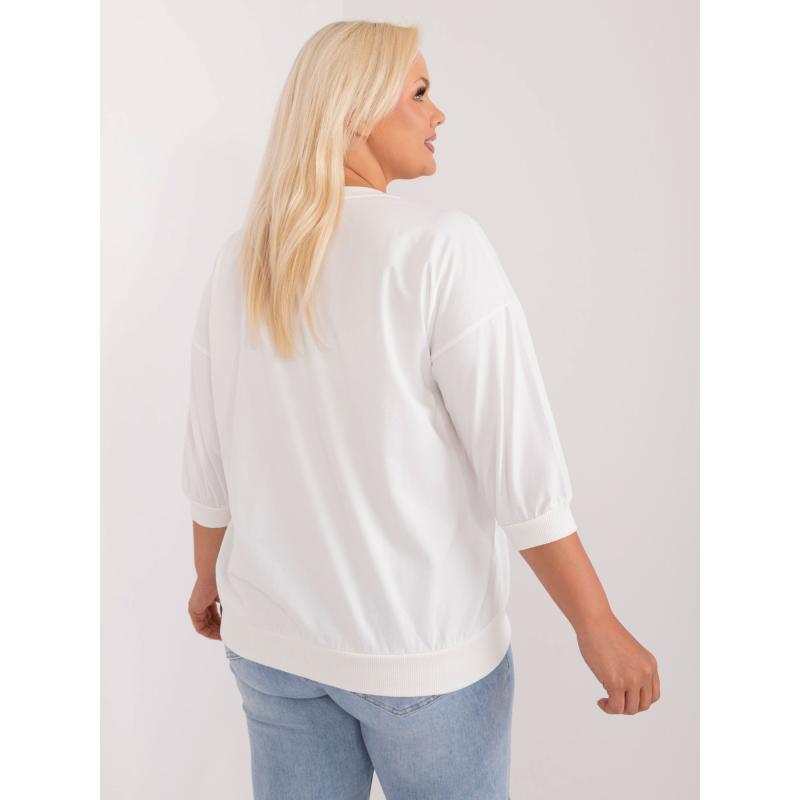 Női plus size pamut blúz szív applikációval ekrü színben