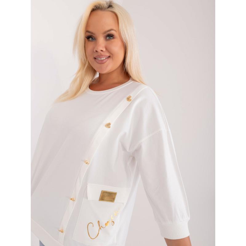 Női plus size pamut blúz szív applikációval ekrü színben