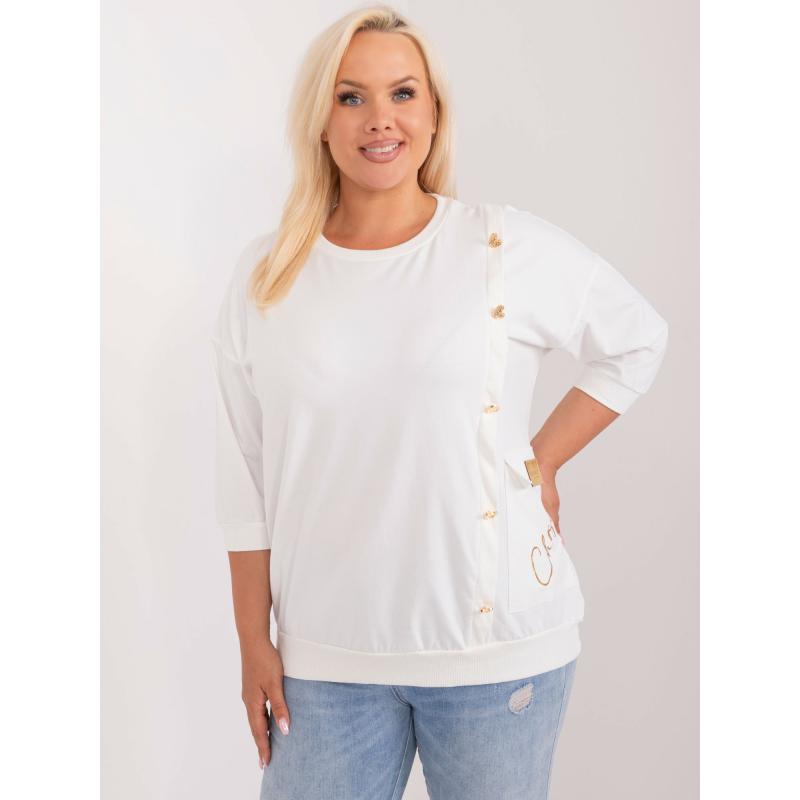 Női plus size pamut blúz szív applikációval ekrü színben