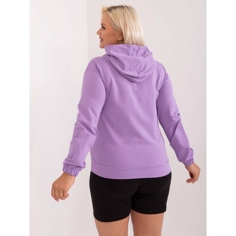 Dámská halenka plus size bavlněná s přední kapsou a potiskem fialová  