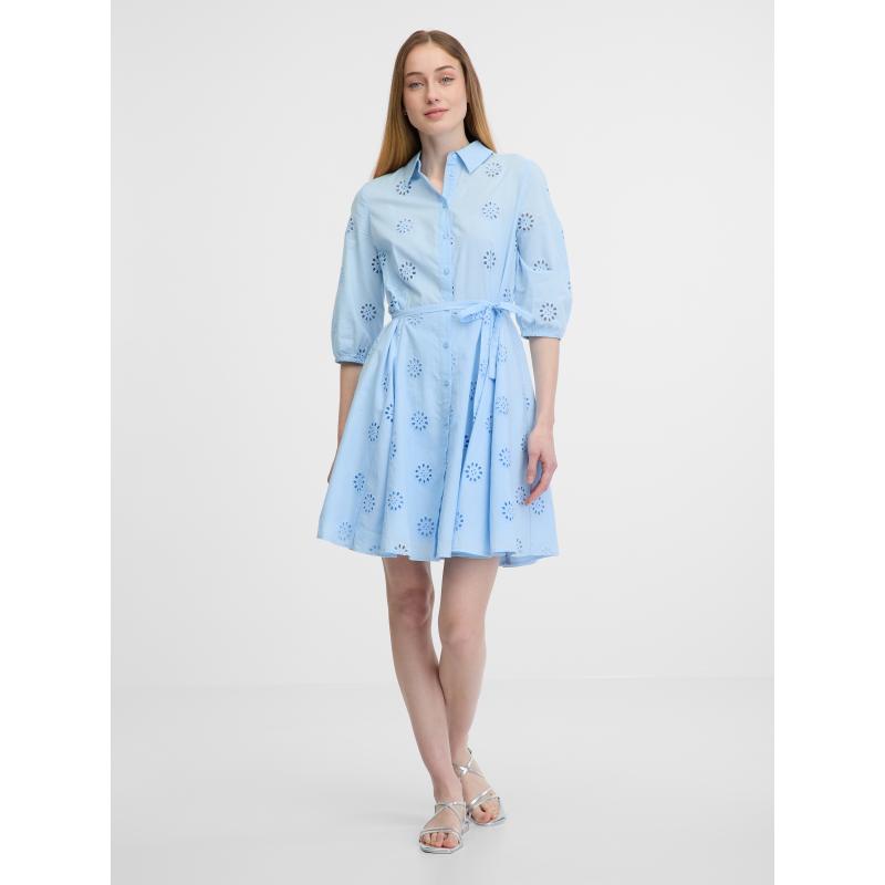 Modré dámské košilové šaty
