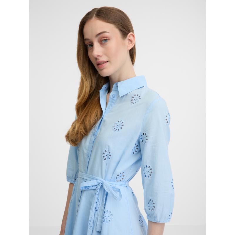 Modré dámské košilové šaty