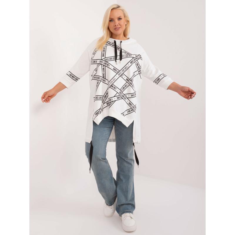 Női plus size nyomtatott blúz ekrü színben