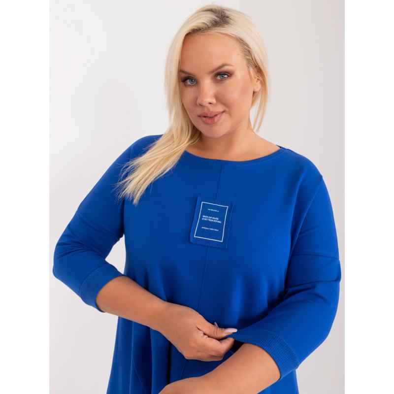 Női plus size blúz túlméretezett szabással kobalt színben