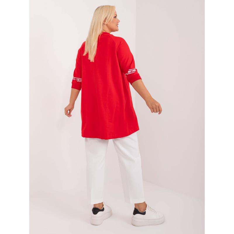 Női plus size blúz hosszabb háttal pamut piros