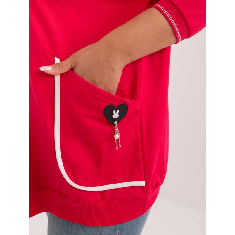 Női plus size blúz applikációkkal piros