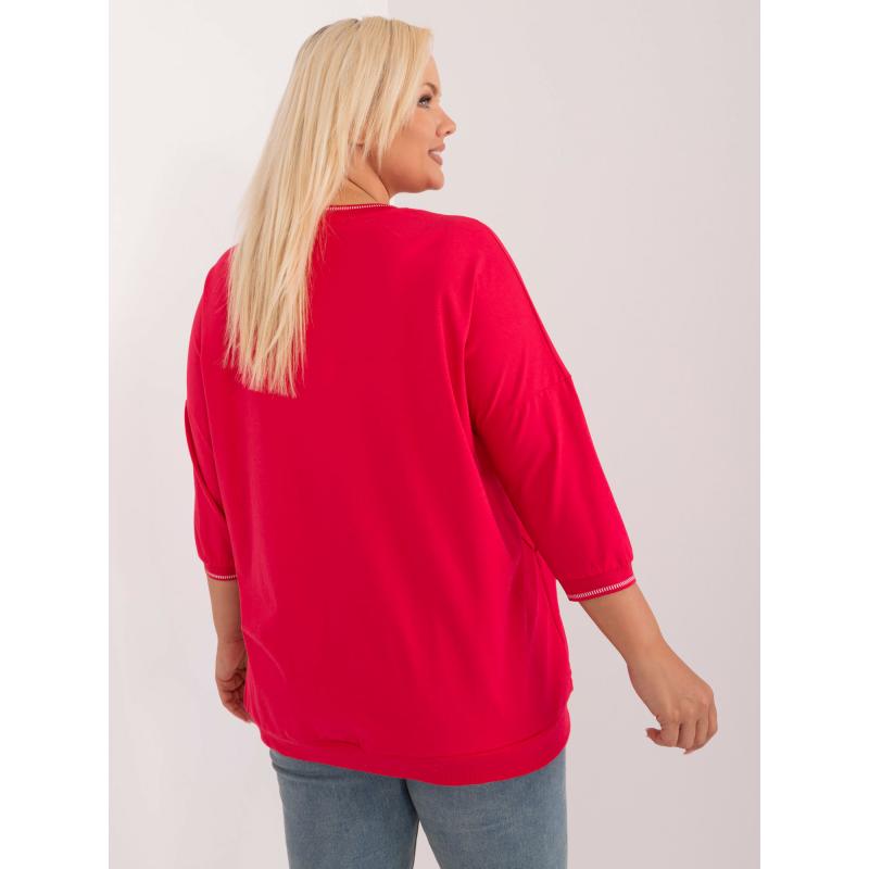 Női plus size blúz applikációkkal piros