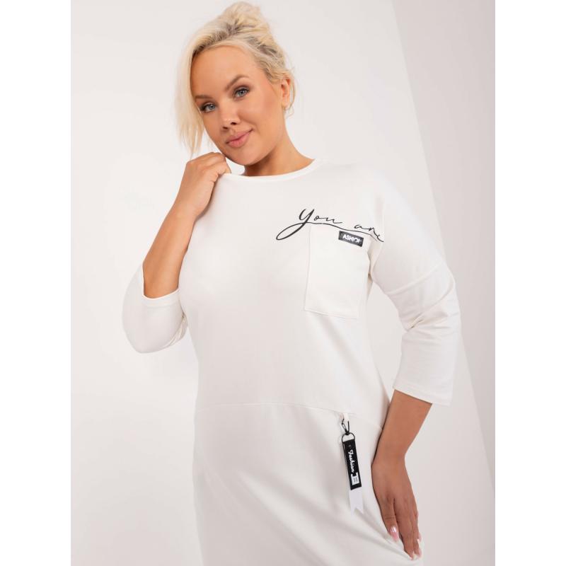 Női ruha pamut pulóver Ecru