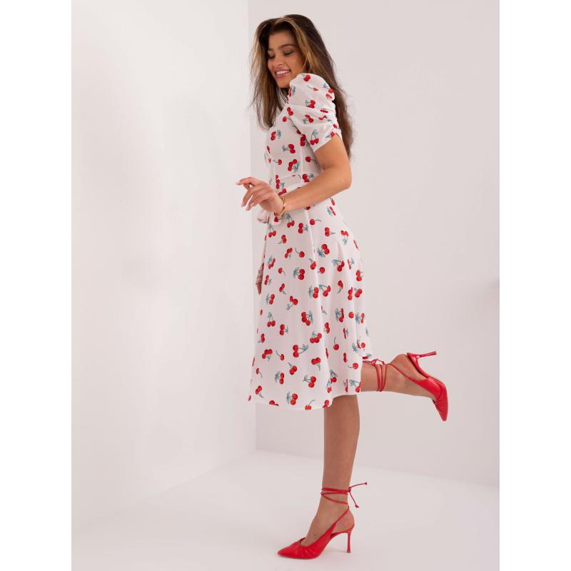 Dámské šaty s nabíranými rukávy bílé 