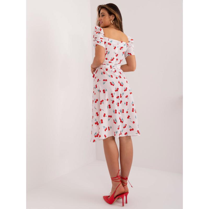 Dámské šaty s nabíranými rukávy bílé 