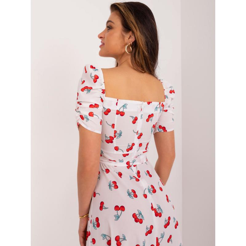 Dámské šaty s nabíranými rukávy bílé 