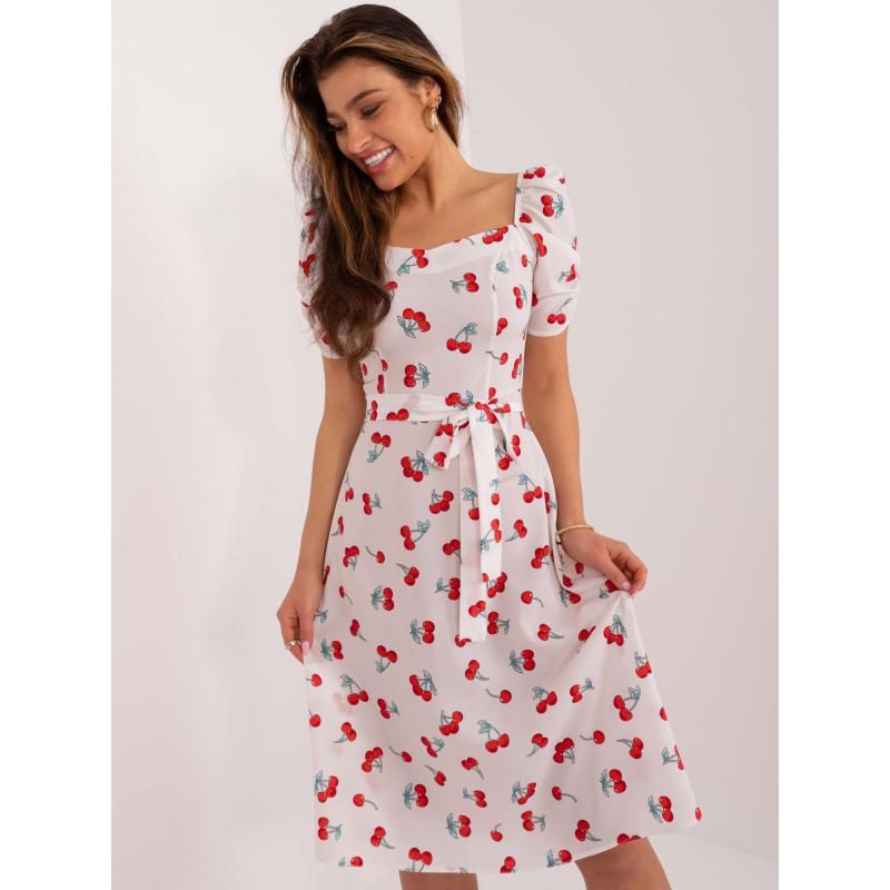 Dámské šaty s nabíranými rukávy bílé 