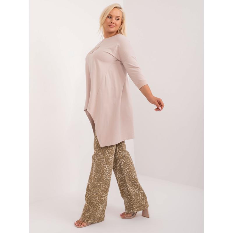 Dámská halenka plus size s kulatým výstřihem béžová 