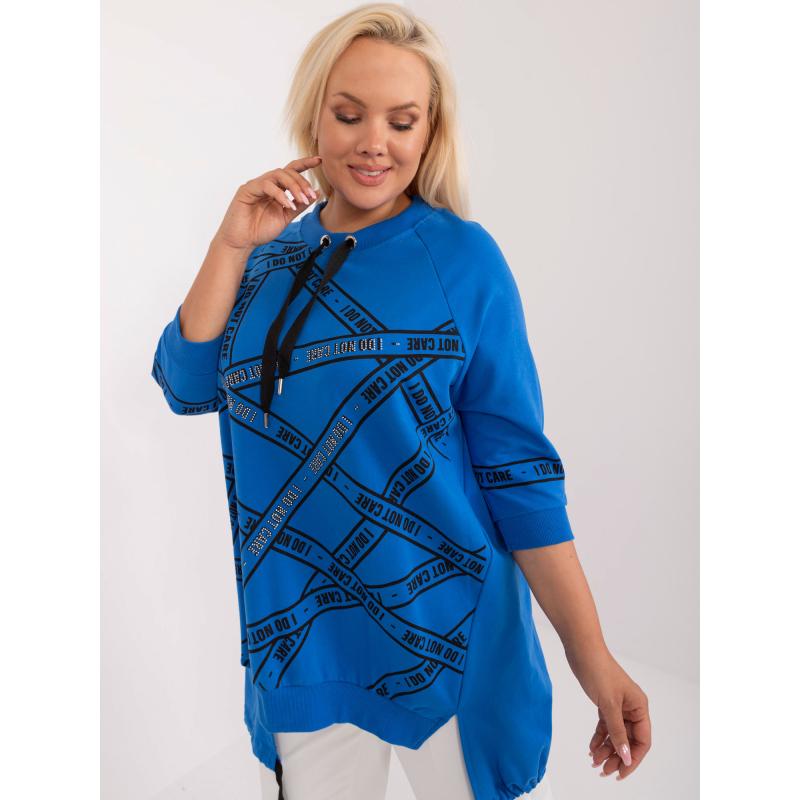 Női plus size blúz hasítékkal sötétkék