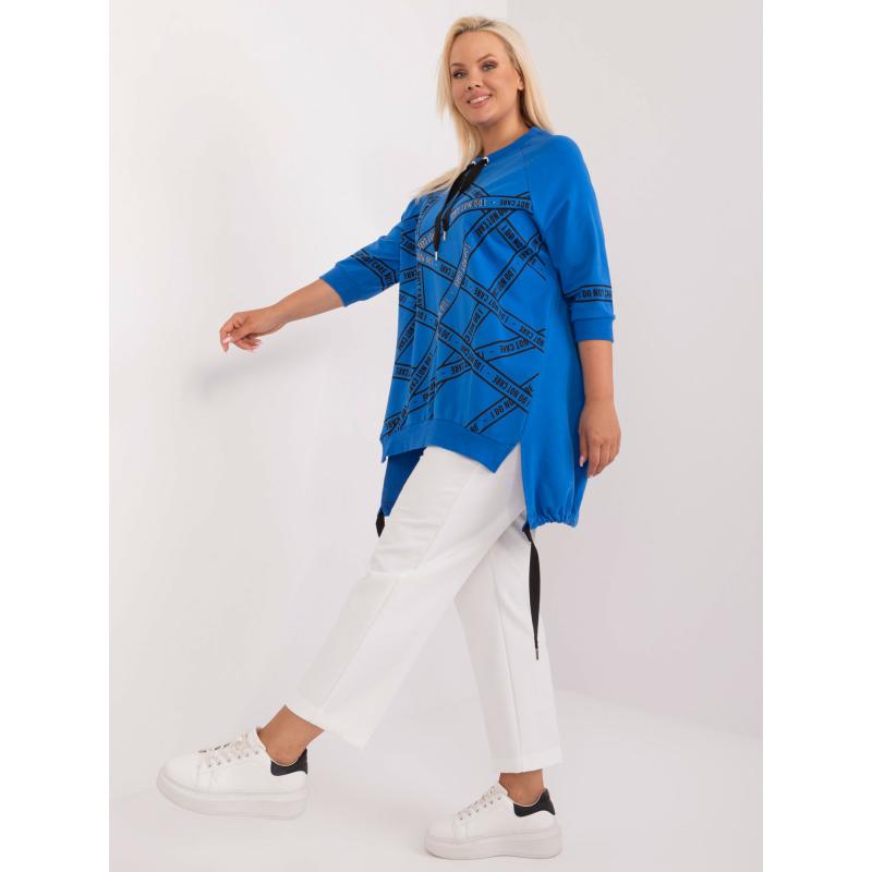 Női plus size blúz hasítékkal sötétkék