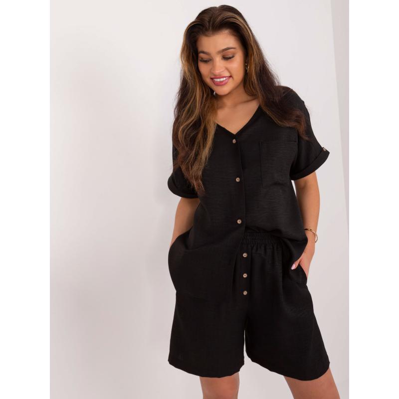 Dámský komplet s širokými šortkami černý 