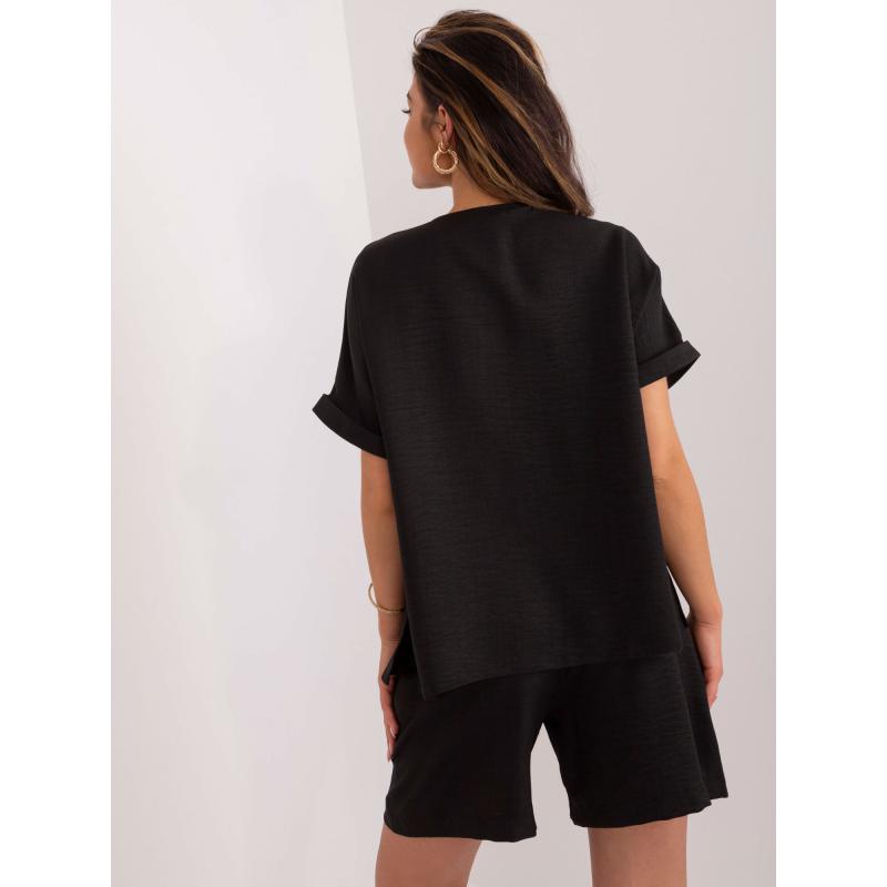 Dámský komplet s širokými šortkami černý 